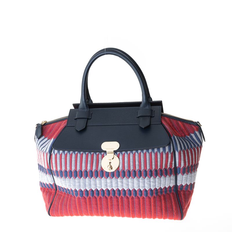 Bolsa-Giorgio-Armani-Tecido-Vermelho-Couro-Azul-Marinho