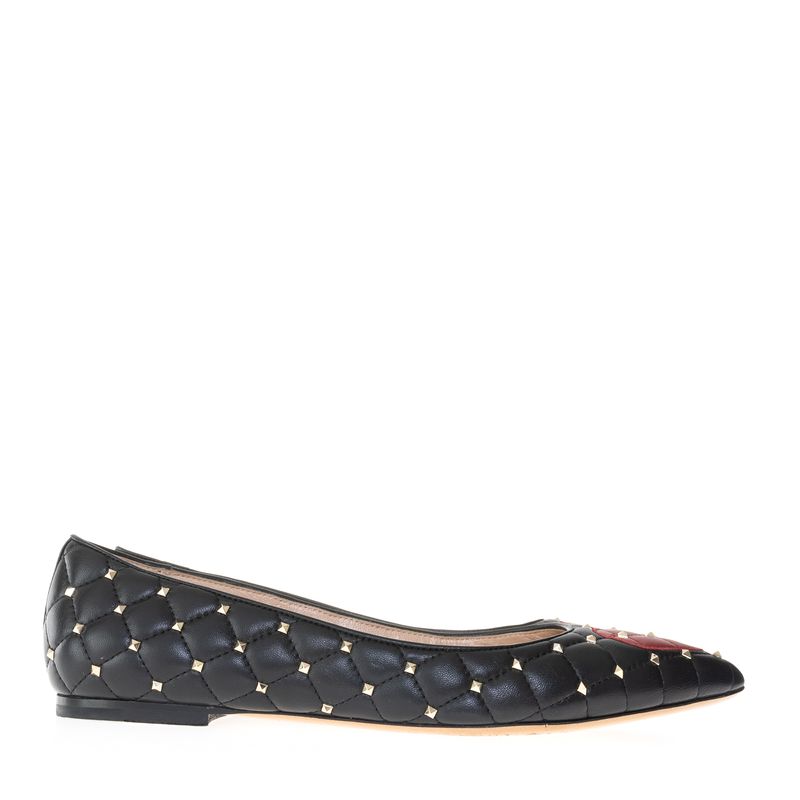 Sapatilha-Valentino-Rockstud-Bico-Fino-Couro-Preto-Coracao