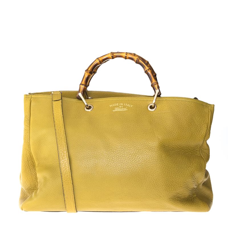 Bolsa-Gucci-Bamboo-Shopper-Tote-Couro-Verde