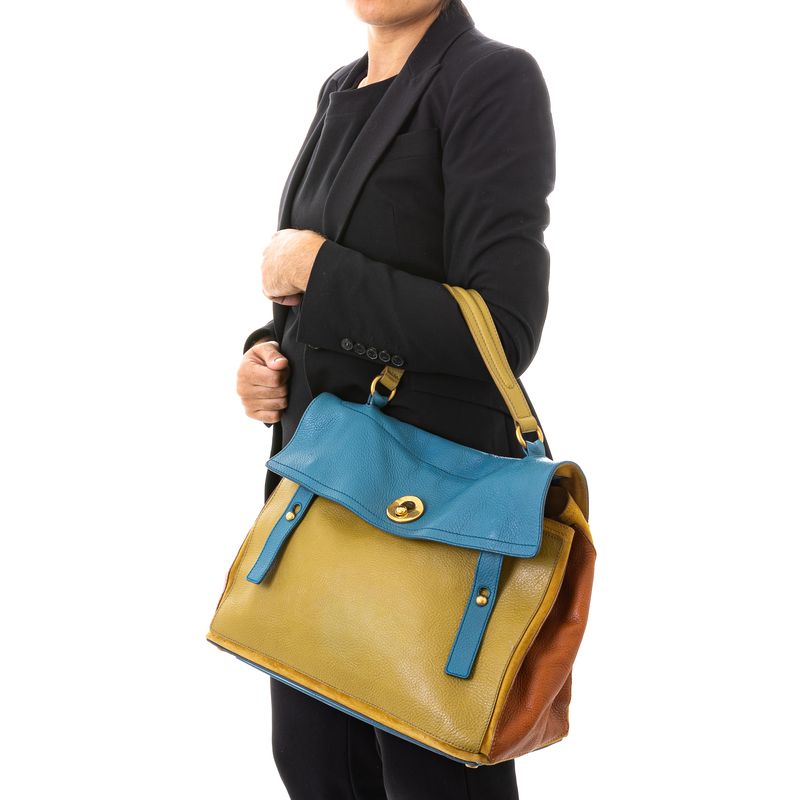 Bolsa-Yves-Saint-Laurent-couro-e-Camurca-Tricolor