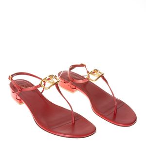 Sandália Rasteira Valentino Couro Vermelho