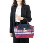 Bolsa-Giorgio-Armani-Tecido-Vermelho-Couro-Azul-Marinho