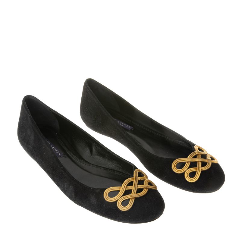 Sapatilha-Ralph-Lauren-Camurca-Preto-Corrente-Dourada