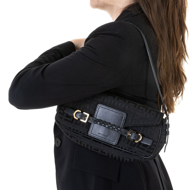 Bolsa-Baguete-Givenchy-Vintage-Monograma-Preto