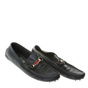 Mocassim Gucci 500 Faixa Web e Horsebit Couro Preto