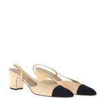 Slingback-Chanel-Bicolor-Couro-Bege-Tecido-Preto
