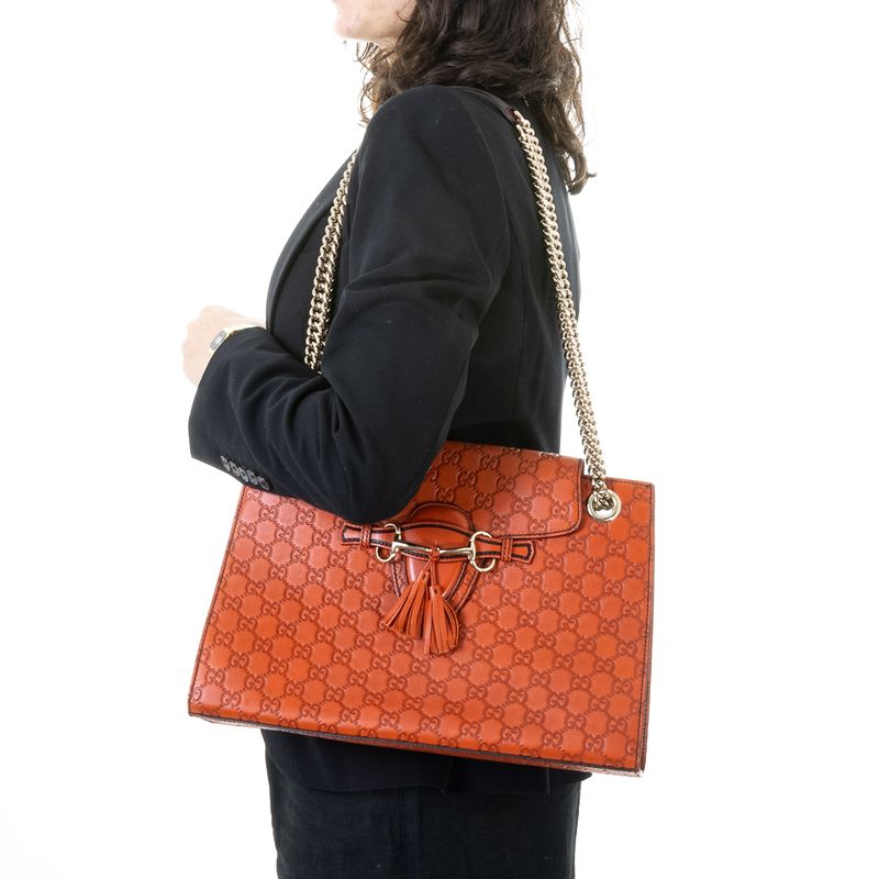 Bolsa-Gucci-Signature-Emily-Couro-Laranja