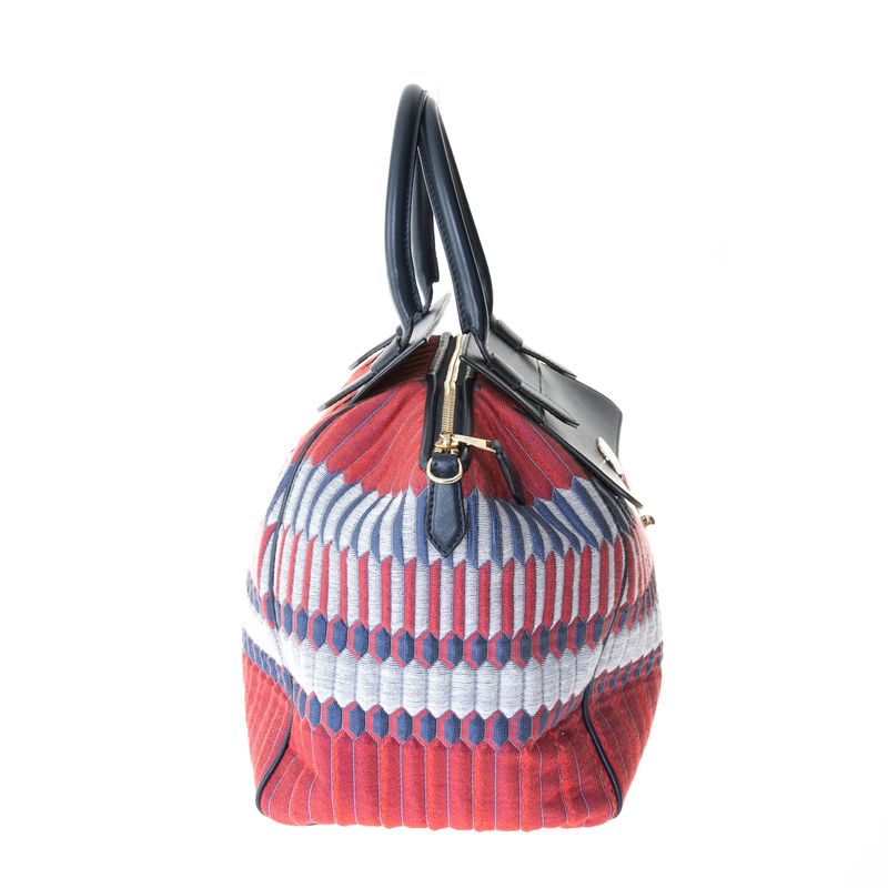 Bolsa-Giorgio-Armani-Tecido-Vermelho-Couro-Azul-Marinho