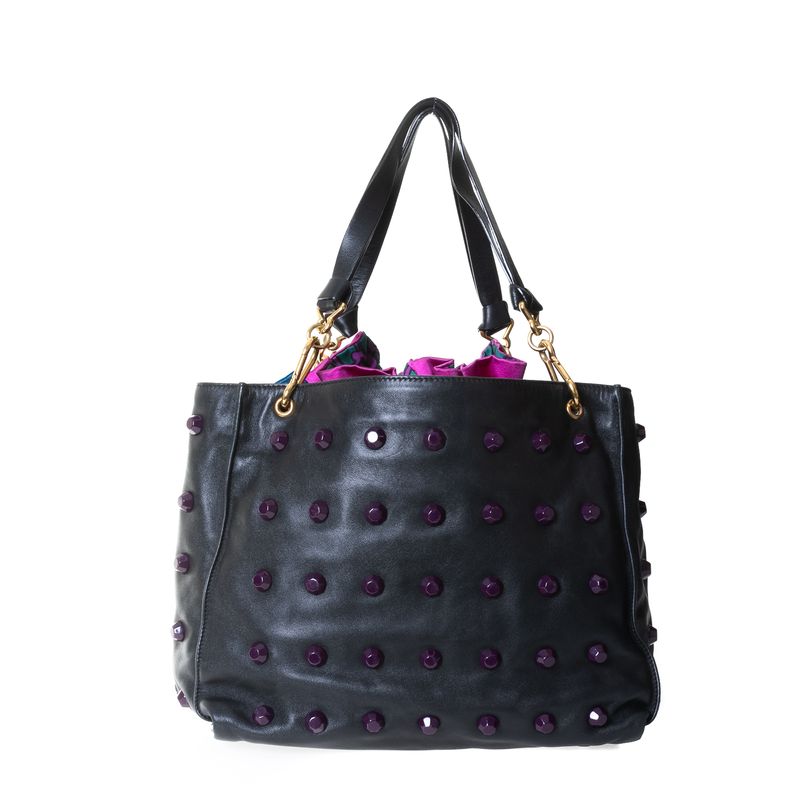 Bolsa-Marc-Jacobs-de-Couro-Preto-com-Aplicacoes-Roxas