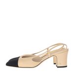 Slingback-Chanel-Bicolor-Couro-Bege-Tecido-Preto