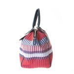Bolsa-Giorgio-Armani-Tecido-Vermelho-Couro-Azul-Marinho