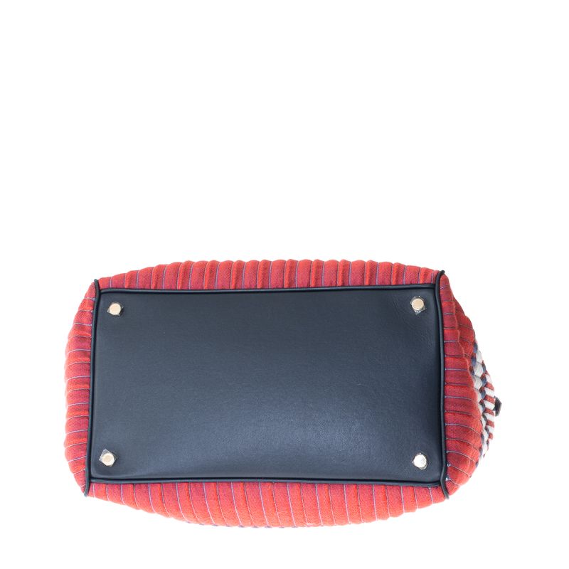 Bolsa-Giorgio-Armani-Tecido-Vermelho-Couro-Azul-Marinho
