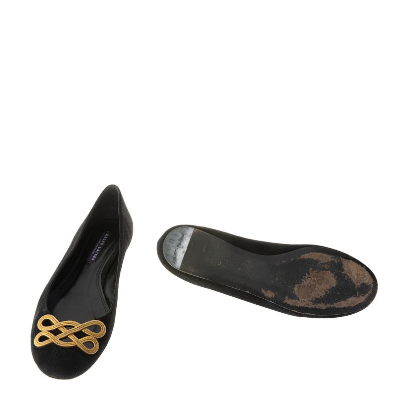 Sapatilha-Ralph-Lauren-Camurca-Preto-Corrente-Dourada