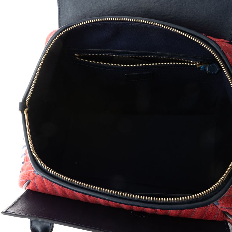 Bolsa-Giorgio-Armani-Tecido-Vermelho-Couro-Azul-Marinho