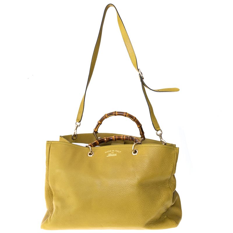 Bolsa-Gucci-Bamboo-Shopper-Tote-Couro-Verde