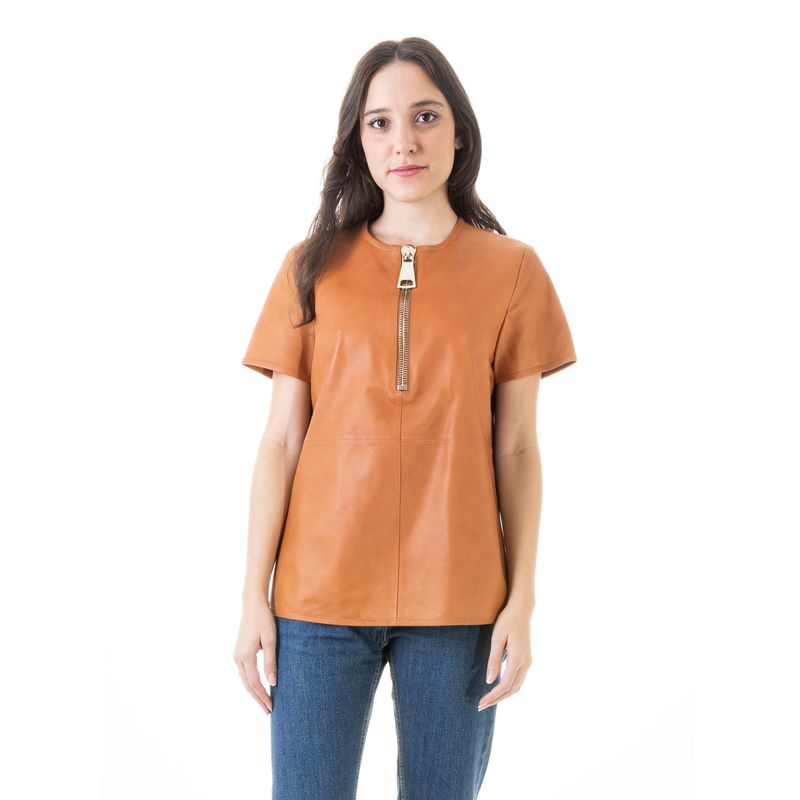 Blusa-Givenchy-Couro-Caramelo-e-Ziper