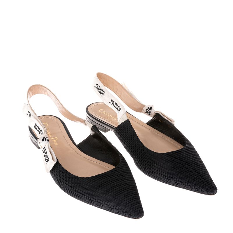 Slingback-Christian-Dior-J-adiore-Tecido-Preto-Sem-Salto