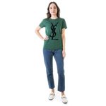 Camiseta-Yves-Saint-Laurent-Verde-Logo-em-Veludo-Preto