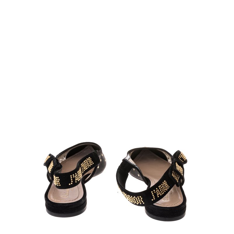 Slingback-Christian-Dior-J-adiore-Tule-Preto-com-Dourado-Sem-Salto