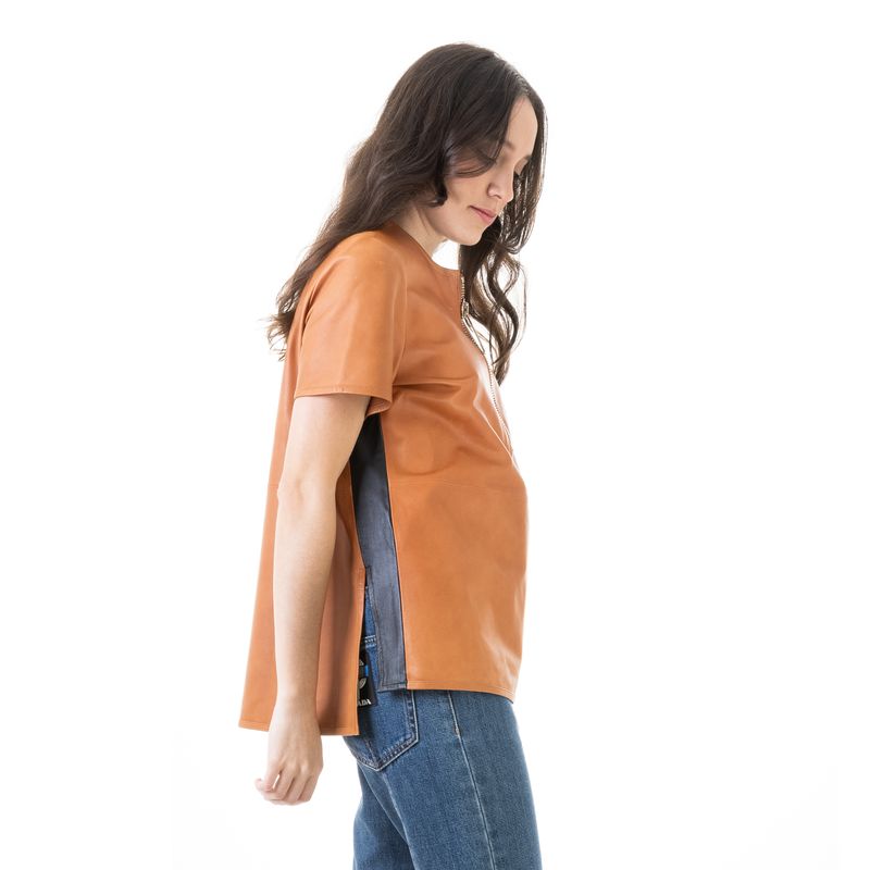 Blusa-Givenchy-Couro-Caramelo-e-Ziper