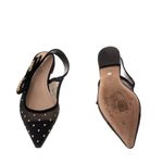 Slingback-Christian-Dior-J-adiore-Tule-Preto-com-Dourado-Sem-Salto