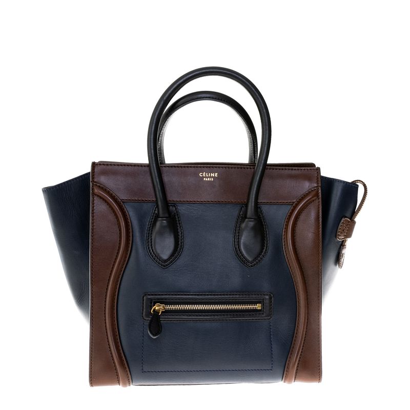 Bolsa-Celine-Luggage-Bicolor-Azul-e-Marrom