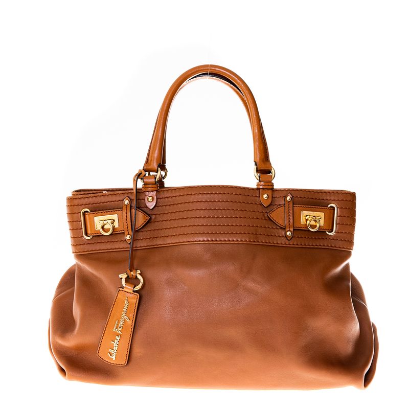 Bolsa-Salvatore-Ferragamo-Couro-Caramelo