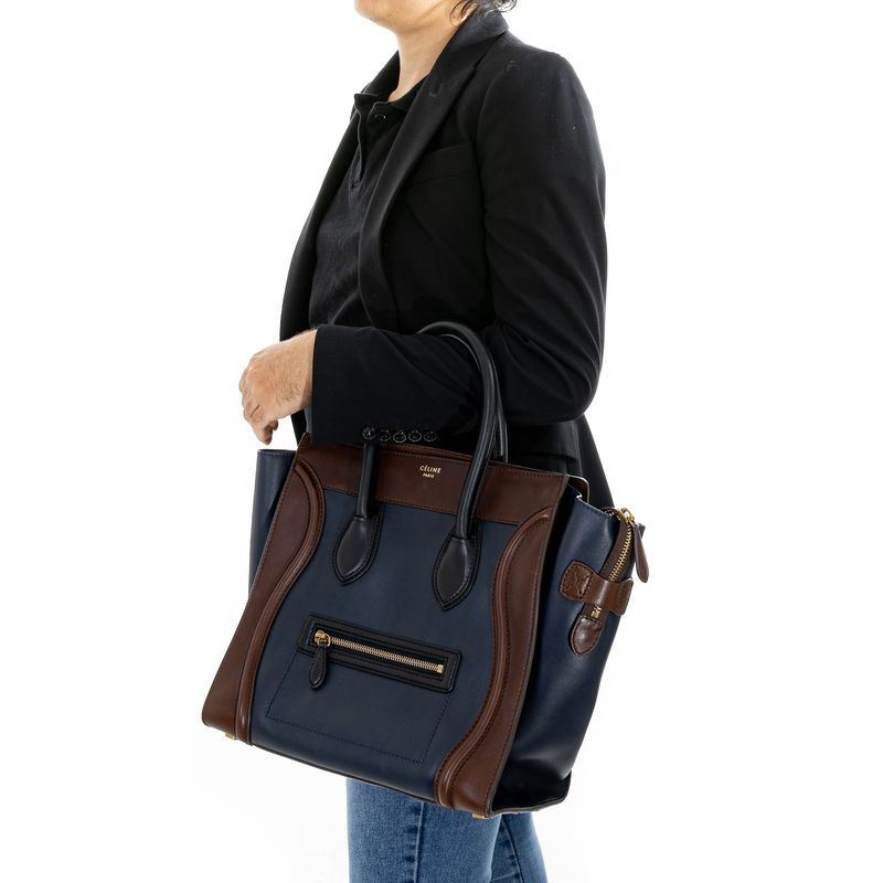 Bolsa-Celine-Luggage-Bicolor-Azul-e-Marrom