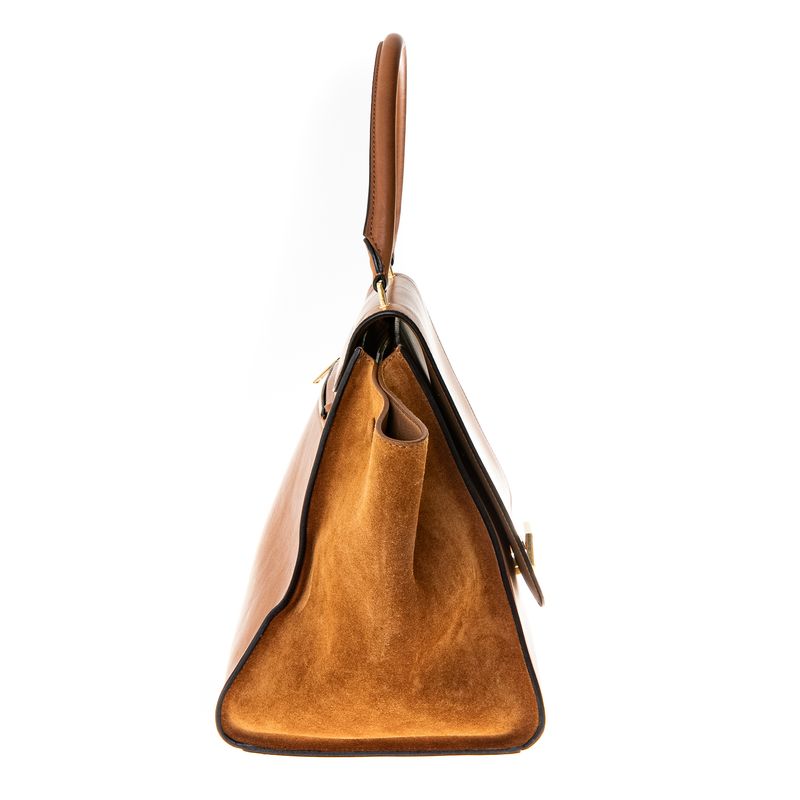 Bolsa-Celine-Trapeze-Caramelo-Couro-e-Camurca