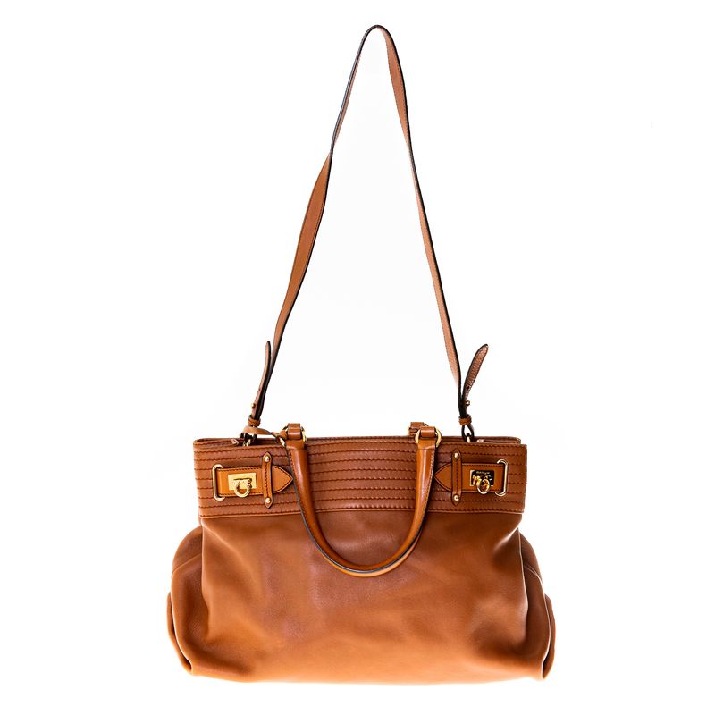 Bolsa-Salvatore-Ferragamo-Couro-Caramelo