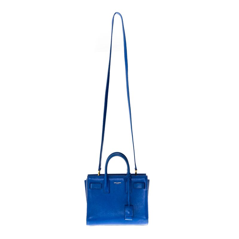 Bolsa-Saint-Laurent-Sac-De-Jour-Nano-Couro-Azul-Royal