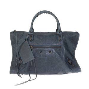 Bolsa Balenciaga Work Couro Azul Petróleo