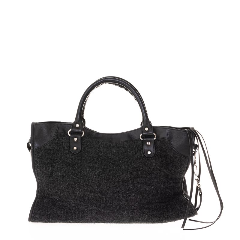 Bolsa-Balenciaga-Classic-City-Tweed-Preto