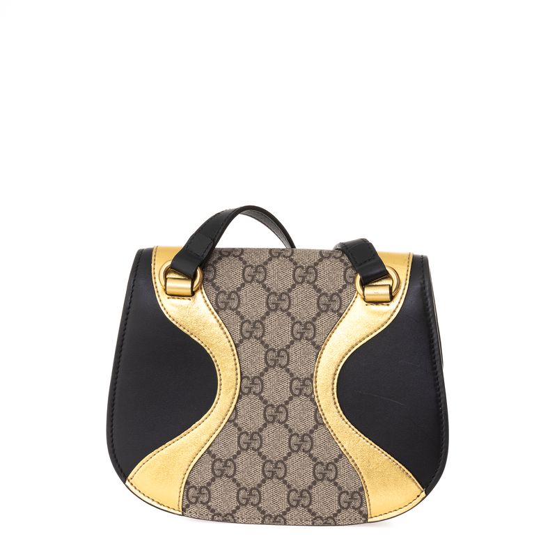 Bolsa-Gucci-Osiride-GG-Supreme-Couro-Dourado-e-Preto