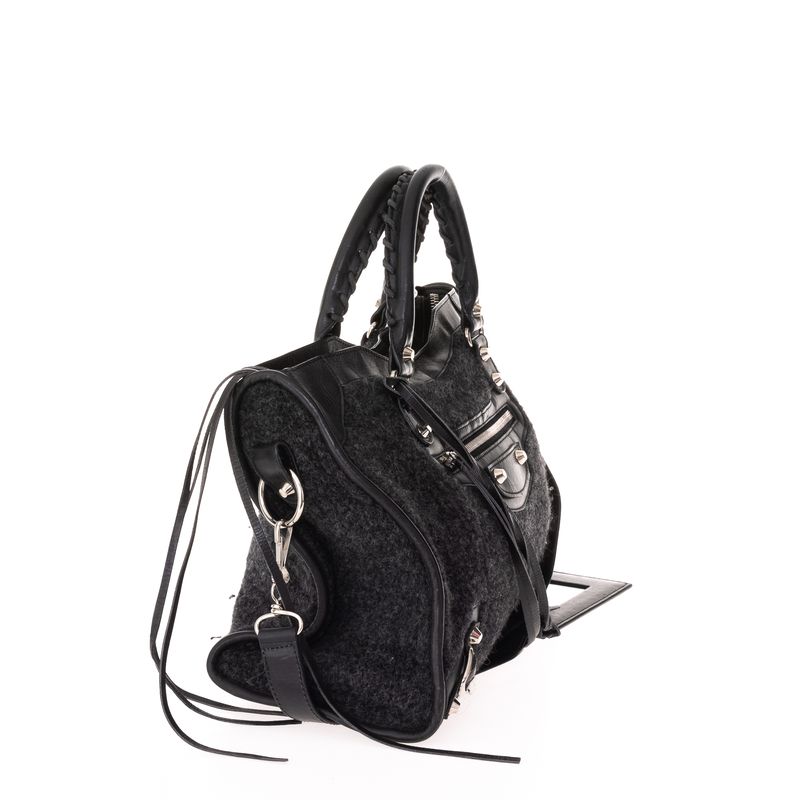 Bolsa-Balenciaga-Classic-City-Tweed-Preto