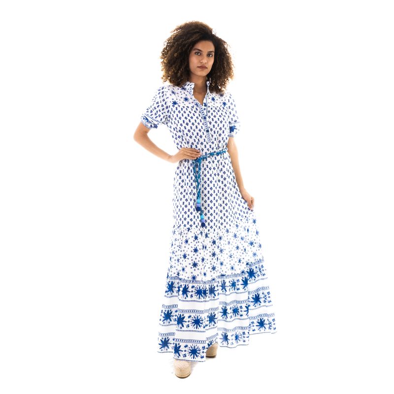 Vestido-Mixed-Longo-Estampa-Azul-com-Cinto