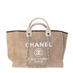Bolsa Chanel Deauville Shopping Tote Bege