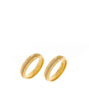 Par de Alianças Tiffany Ouro Amarelo 18K e Diamantes