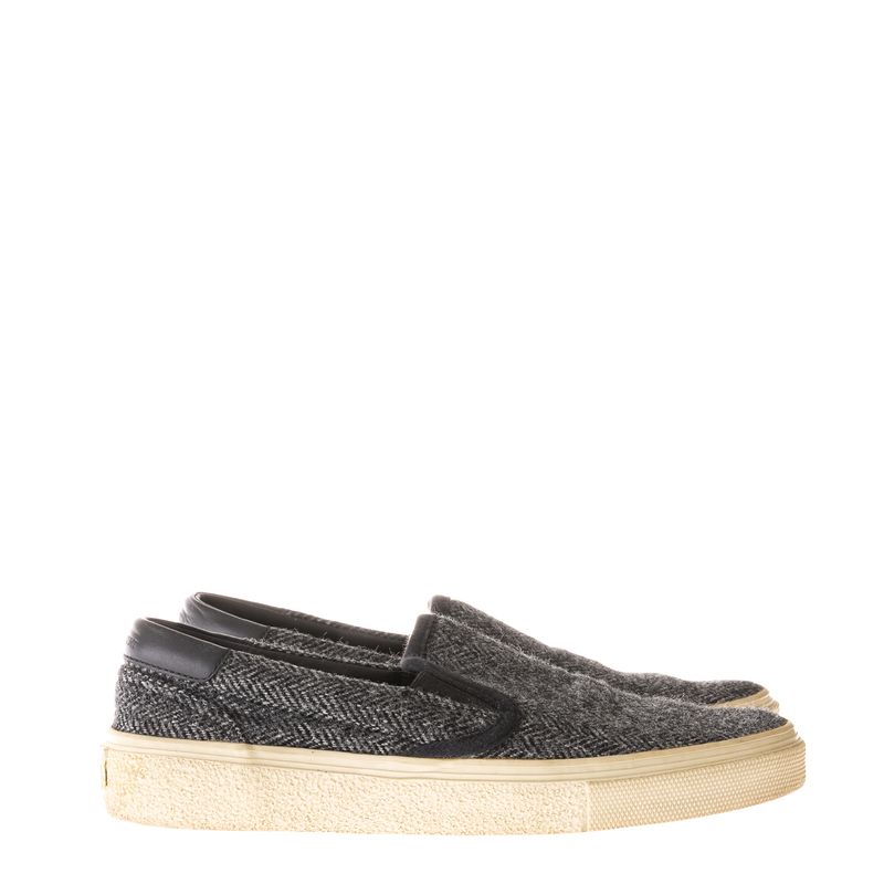 Slip-on-Saint-Laurent-de-Tecido-Cinza