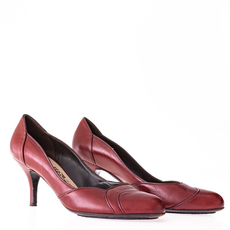 Sapato-de-Salto-Salvatore-Ferragamo-Couro-Vinho