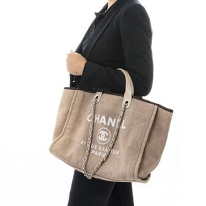 Bolsa Chanel Deauville Shopping Tote Bege