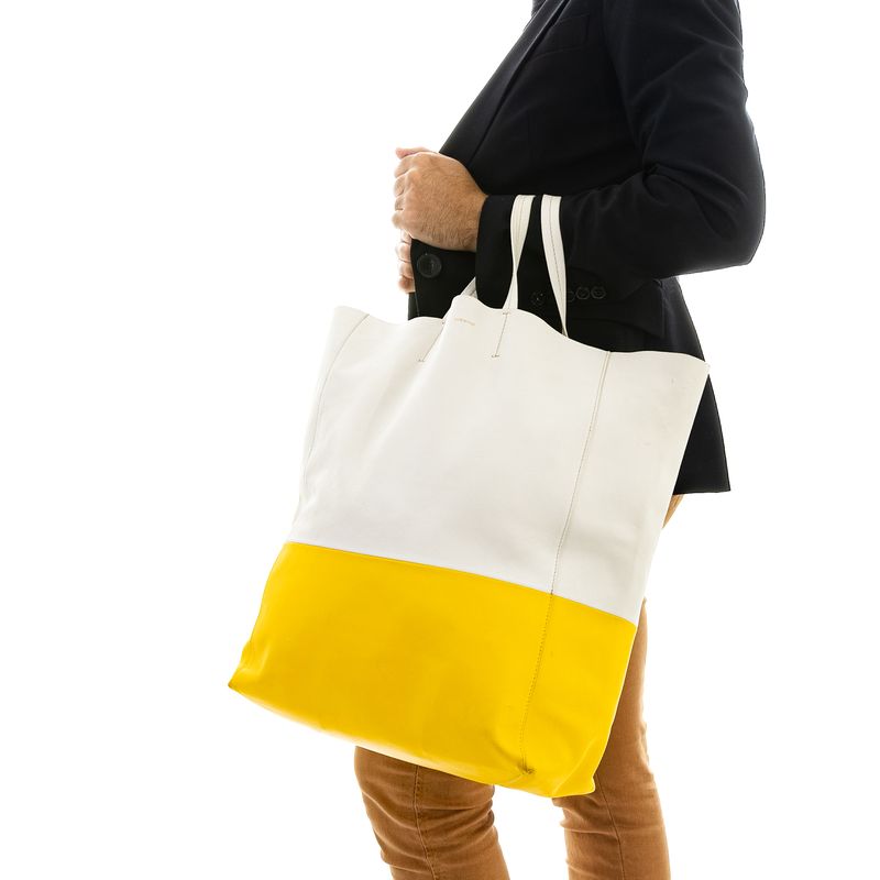Bolsa-Celine-Cabas-Branco-e-Amarelo