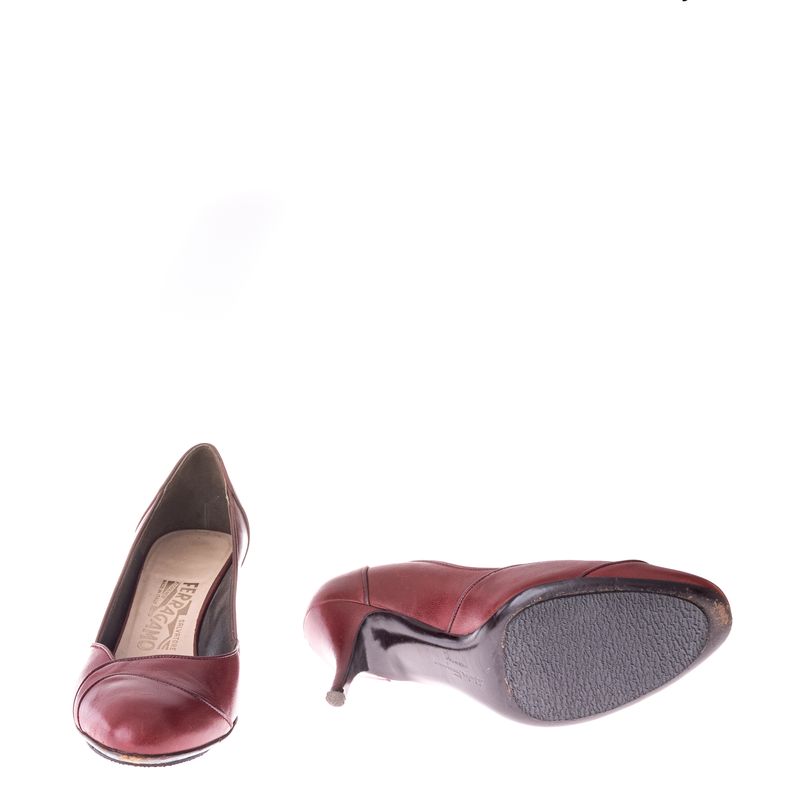 Sapato-de-Salto-Salvatore-Ferragamo-Couro-Vinho