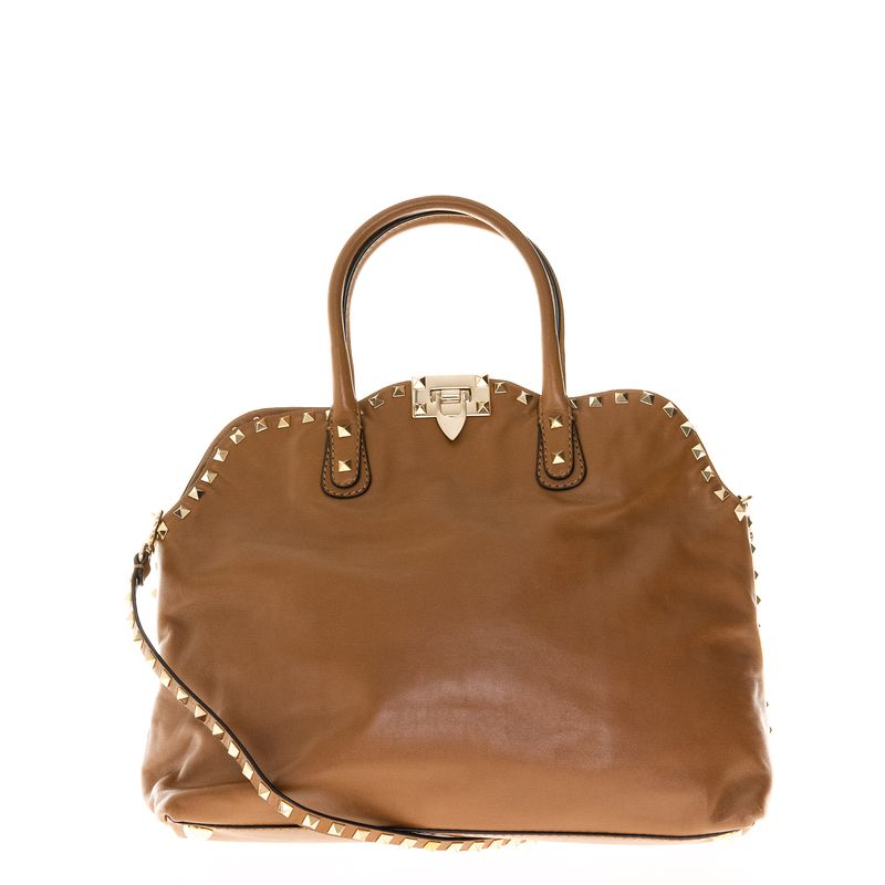 Bolsa-Valentino-Rockstud-Tote-Couro-Caramelo