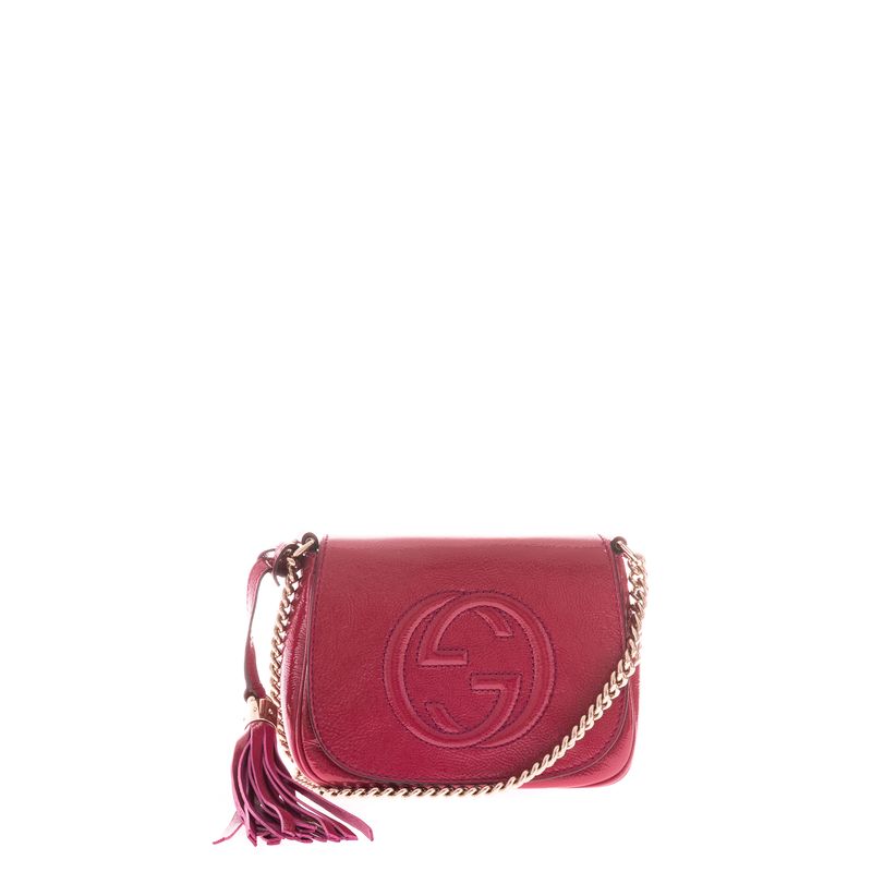 Bolsa-Gucci-Soho-Chain-Flap-Verniz-Rosa
