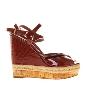 Sandália Anabela Gucci Hollie Verniz Vermelho