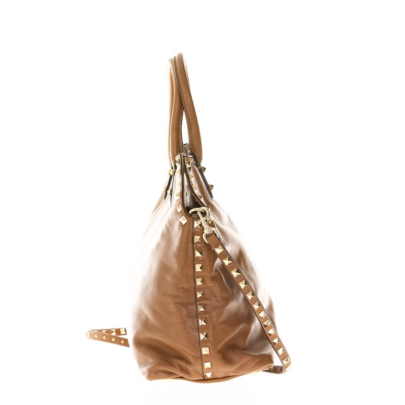 Bolsa-Valentino-Rockstud-Tote-Couro-Caramelo