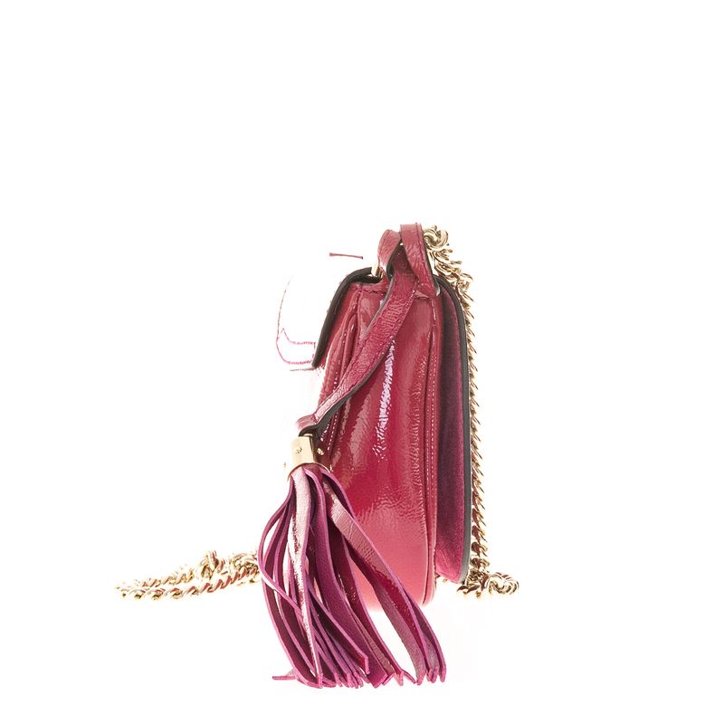 Bolsa-Gucci-Soho-Chain-Flap-Verniz-Rosa