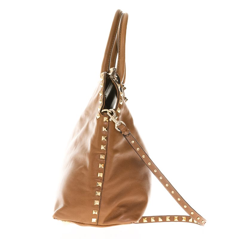 Bolsa-Valentino-Rockstud-Tote-Couro-Caramelo