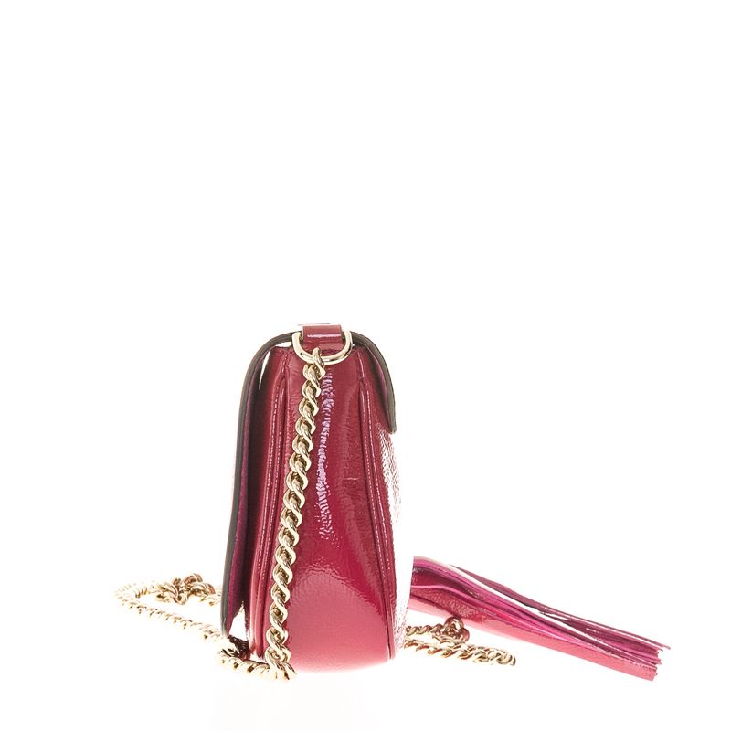 Bolsa-Gucci-Soho-Chain-Flap-Verniz-Rosa